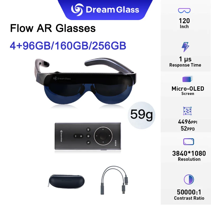 Dream Glass Flow Ar Glasses Smart Portable 4K 120 ''Schermo Per Playstation Xbox Pc E Smartphone Proiettore Di Gioco Di Visualizzazione 3D