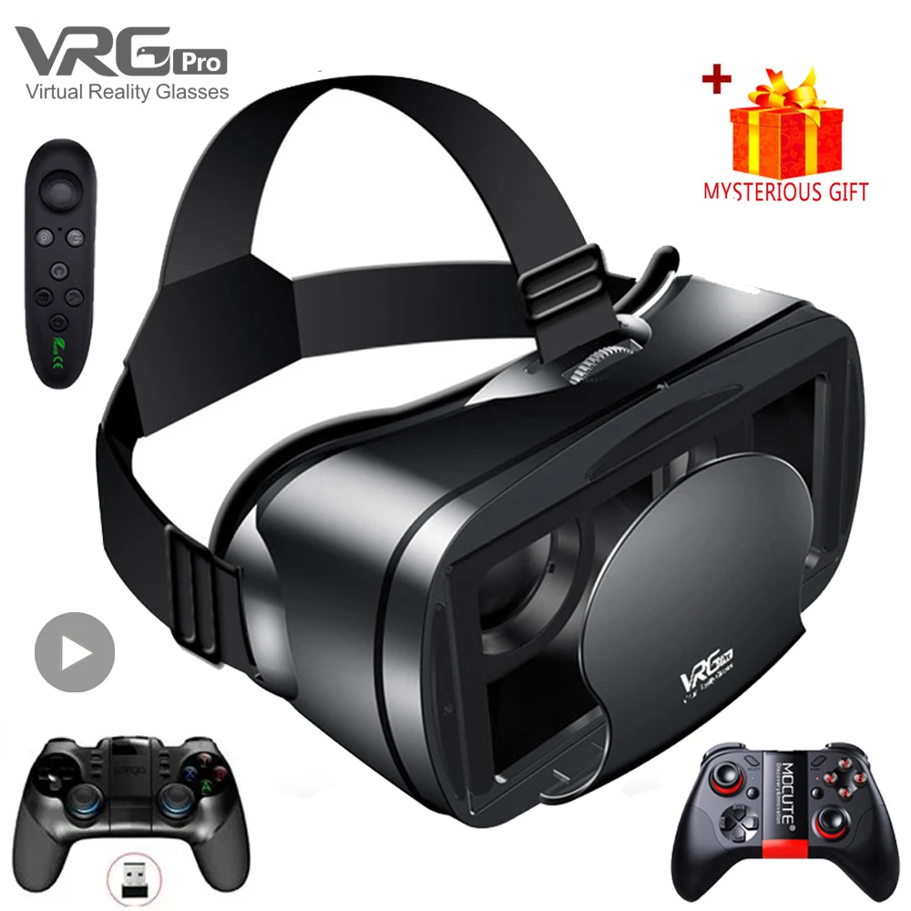 3D Vr Headset Intelligente Bicchieri Di Realtà Virtuale 7 Pollici Casco Per Smartphone Del Telefono Android Iphone Lente Con Il Regolatore Binocolo