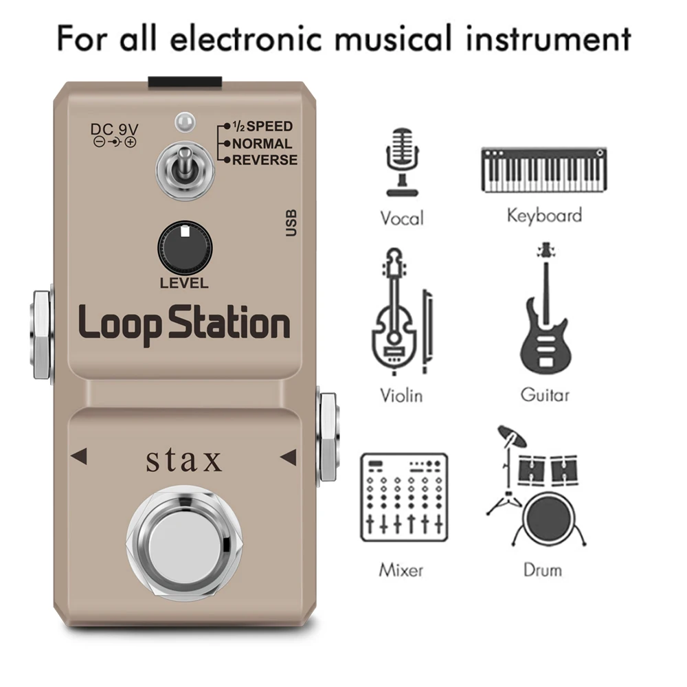 Satx Guitar Mini Loop Station Pedal Looper Effect Pedali Per Chitarra Elettrica 10 Min Registrazione Overdub Illimitato 3 Modalità