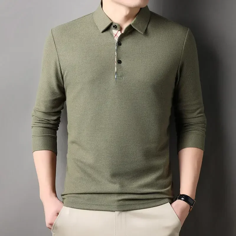 Abbigliamento Maschile Business T Polo Per Uomo Waffle Top Di Alta Qualità Off White Formal Baggy Sale It Y2K Full Sleeve Tee Bulk A F