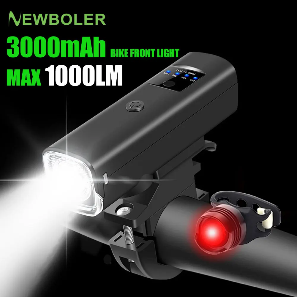 Newboler Smart Bicycle Light Antipioggia Usb Led 3000Mah Mtb Faro Anteriore Luce Ciclismo Torcia Accessori Luce Bici
