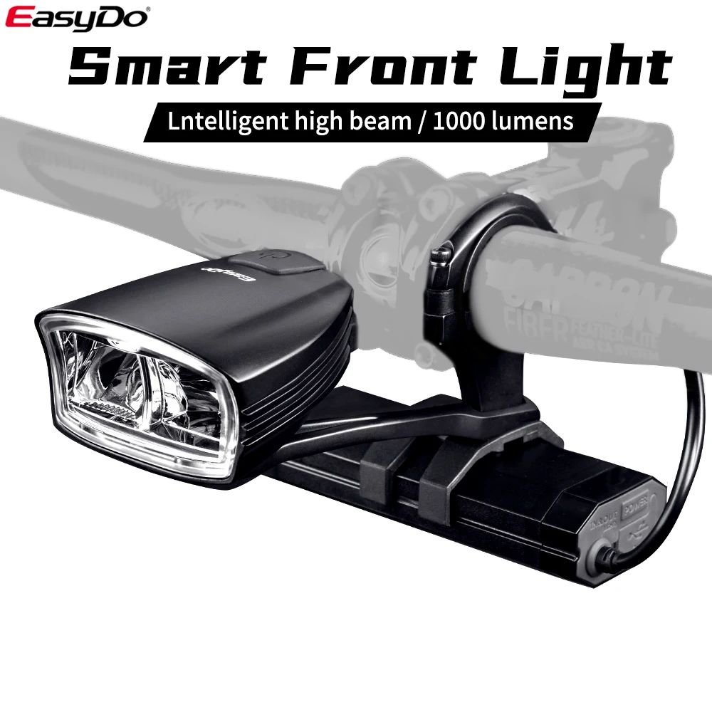 Easydo Bicycle Bike Head Front Led Light Smart Induction Usb Ricaricabile 10W Lampada Led Power Bank Torcia Per Ciclismo All'Aperto