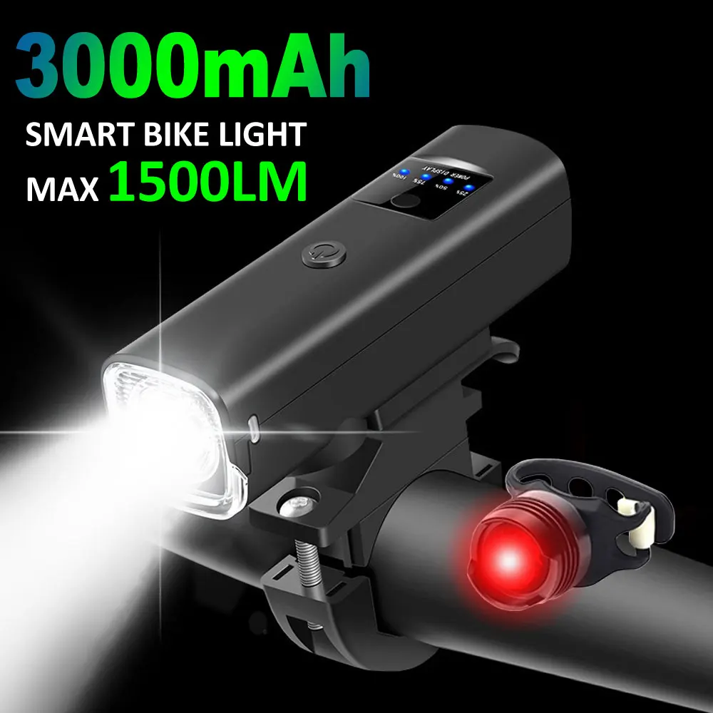 Newboler Smart Bicycle Light Antipioggia Usb Led 3000Mah Mtb Faro Anteriore Luce Ciclismo Torcia Accessori Luce Bici