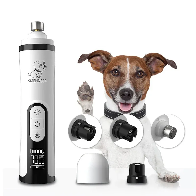 Smerigliatrice Elettrica Per Unghie Per Animali Domestici Led Light Cat Dogs Tagliaunghie Usb Ricaricabile Paws Nail Cutter Grooming Trimmer Pet Suppl
