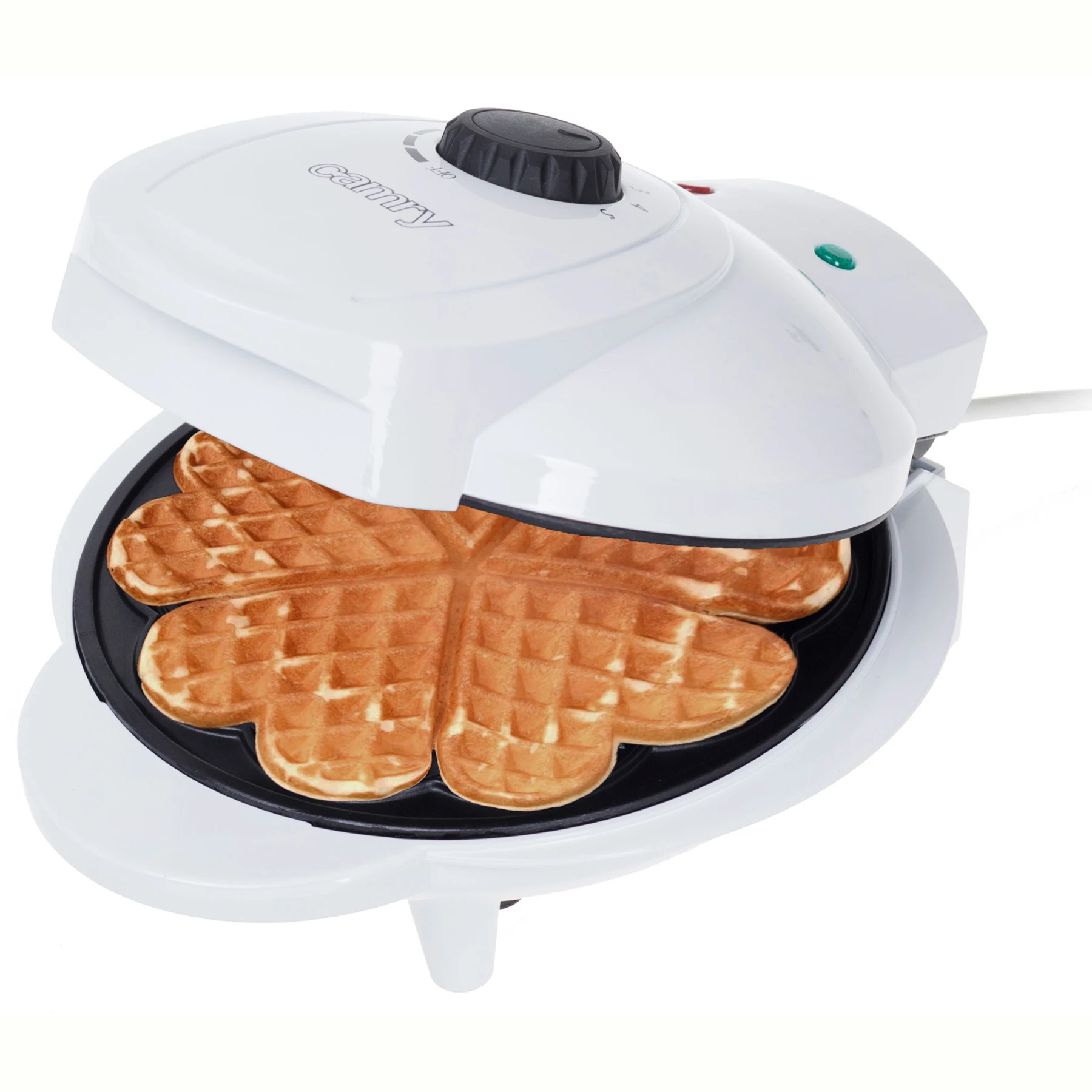 Camry Cr 3022 Electric Waffle 5 Heart Shape Waffles, Non-Stick Plates, Temperature Regulator, Waffles, White, 1000W