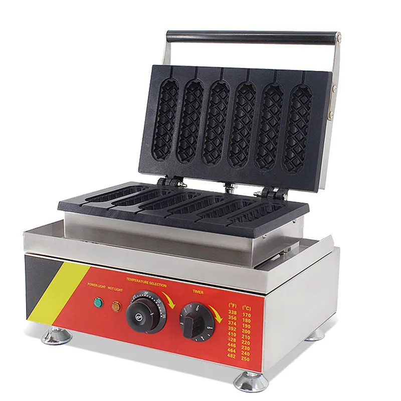 110V 220V Muffin Elettrico Commerciale Hot Dog Waffle Machine Antiaderente 6Pcs Lolly Waffle Maker 138*40*20Mm Waffle Eu/Au/Uk/Us