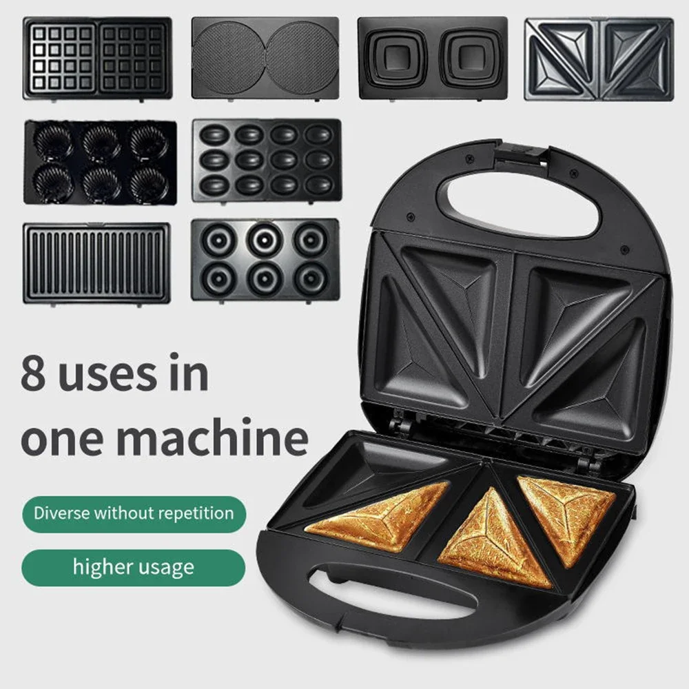 Houselin 8-In-1 Sandwich Maker,800W Veloce E Potente, Facile Da Riporre, Rivestimento Antiaderente, Serratura Per Sicurezza, Maniglia Resistente Al Ca