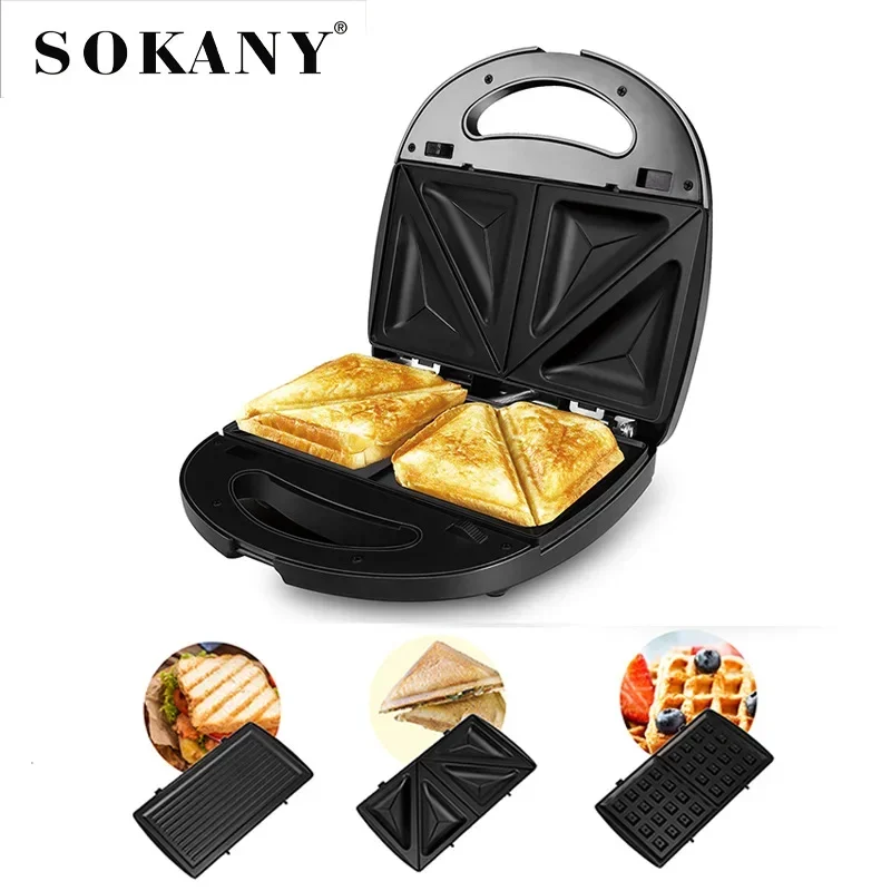 Houselin 3-In-1 Panini Press Sandwich Maker, Colazione Sandwich Maker Grill / Sandwich Press Grill, Toast Maker