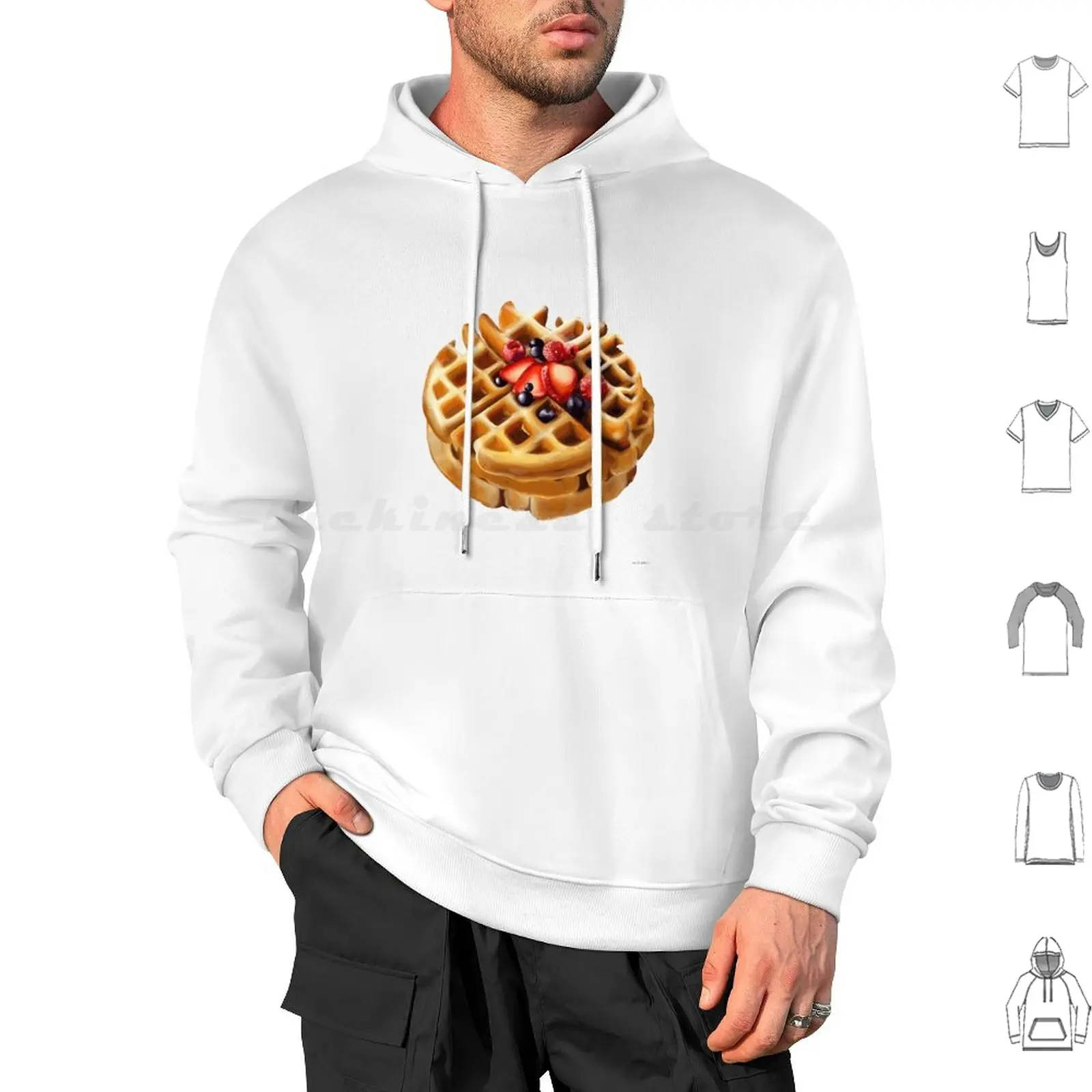 Colazione Waffle Felpa Con Cappuccio Cotone Manica Lunga Waffle Colazione Waffle Waffle House Sciroppo D'Acero Cialde Calde Waffle