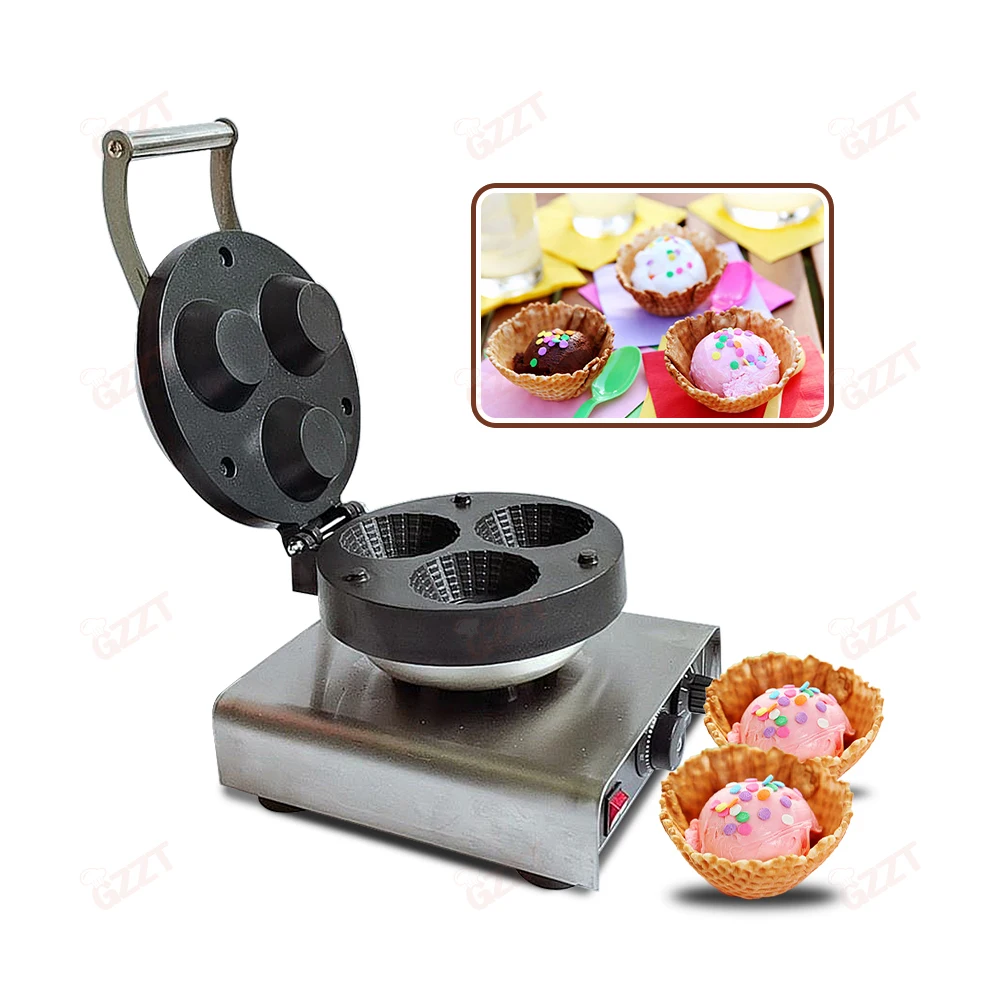 Gzzt Commercial Electric Waffle Maker Ice Cream Cup Shape Ice Cream Cone Maker Ice Cream Waffle Cone Maker Antiaderente 110V 220V