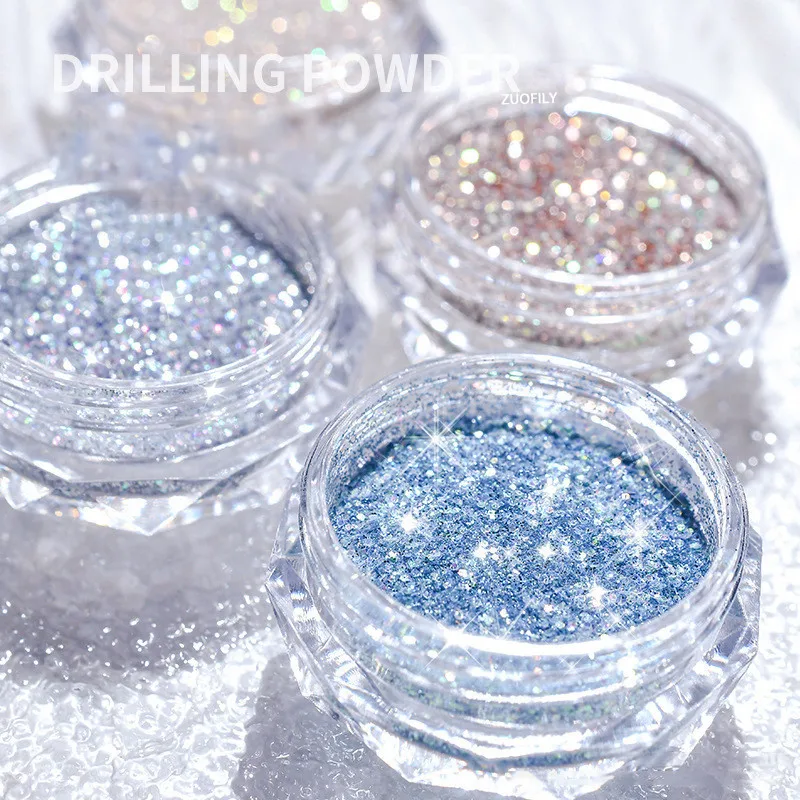 40 Colori Nail Crystal Diamond Powder Sparkling Diamond Nail Powder Laser Silver Riflettente Nail Glitter Dust Fine Shiny Pigment