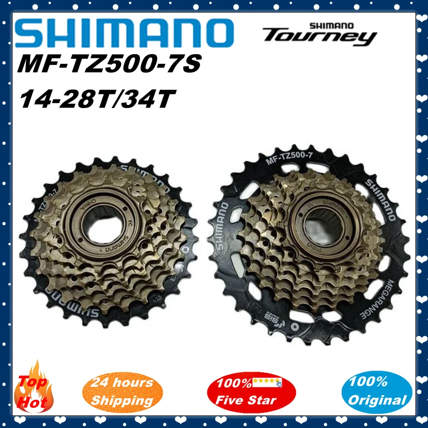 Shimano Tourney Mf-Tz500 Mf-Tz31 7V 7 Velocità Cassetta Mountain Bike Ruota Libera Filettatura Metallica Pignone 14-28/34T Parti Originali
