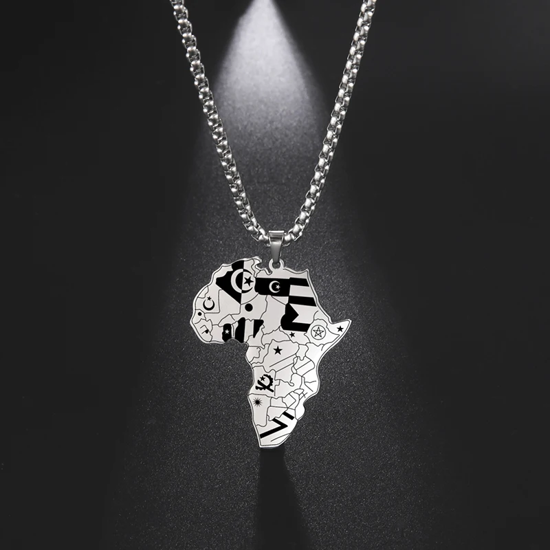 Likgreat Hip-Hop Style Africa Map Con Collane Con Ciondolo Bandiera In Acciaio Inossidabile Vintage Israel African Maps Gioielli Per Donna Uomo