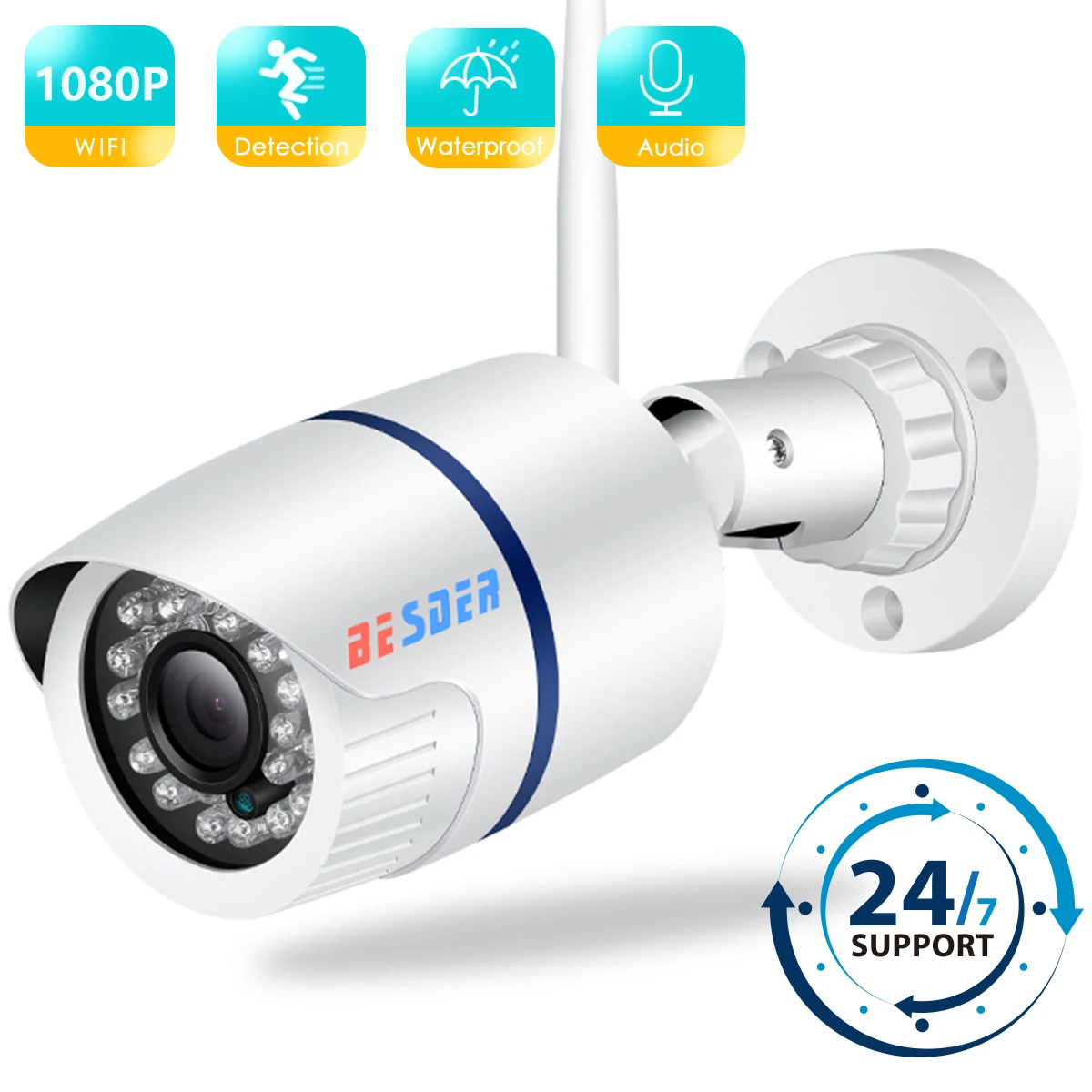 Besder Icsee 1080P P2P Wifi Camera Registrazione Audio Telecamera Ip Wireless Wired Alarm Cctv Bullet Outdoor Con Slot Per Scheda Sd Max 128G
