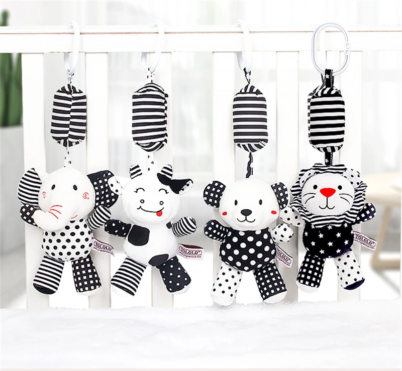 Animali In Bianco E Nero Baby Bed Bell Safety Seat Peluche Mobile Baby Bed Chimes Sonagli Campana Passeggino Hang Car Hanging