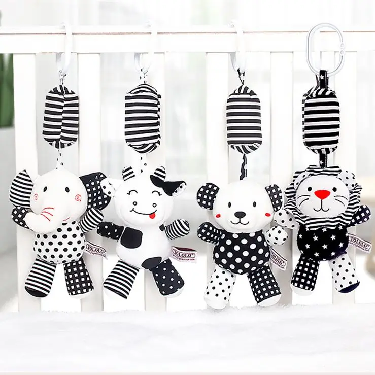 Animali In Bianco E Nero Baby Bed Bell Safety Seat Peluche Mobile Baby Bed Chimes Sonagli Campana Passeggino Hang Car Hanging
