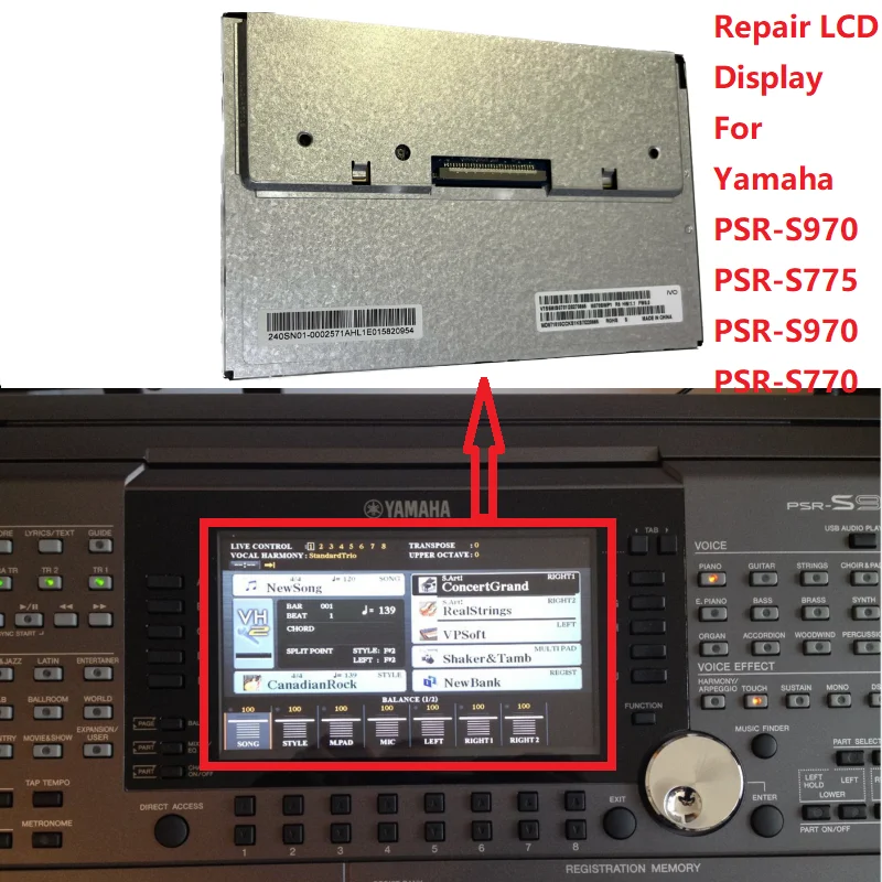 Display Lcd Da 7 Pollici Per La Riparazione Dello Schermo A Matrice Yamaha Psr-S970 Psr-S775 Psr-S970 Psr-S770