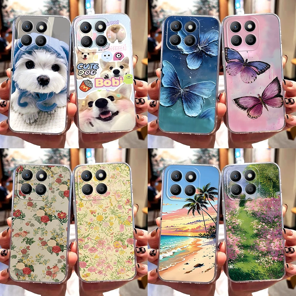 Guscio Trasparente Per Honor X8B 4G Square Fashion Silicone Cute Phone Cover Per Honor X8B 4G Cartoon Soft Silicone Clear Phone Case