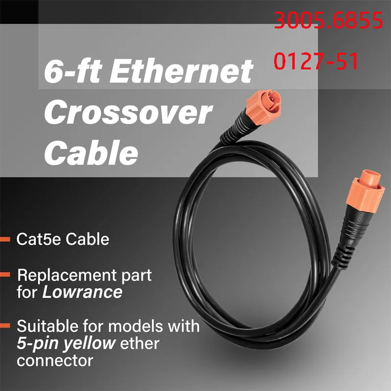 3005.6855,0127-51 Sostituzione Per Cavo Crossover Ethernet Lowrance Cavo Cat5E Giallo, 6 Piedi, Alta Velocità, Plug And Play