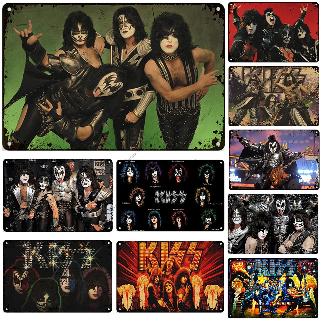 Kiss Band Piastra Decorativa In Metallo Singer Band Metal Tin Sign Arrugginito Vintage Poster Tin Sign Club Pub Bar Home Wall Decor Signs