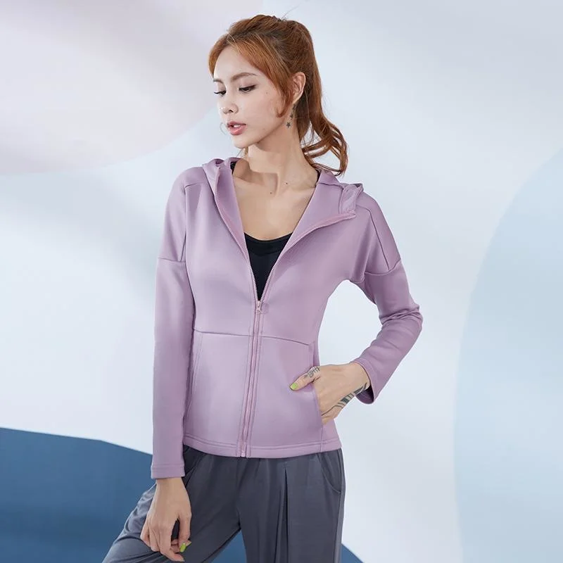 Yoga Crop Top Jacket Abito Da Donna Cardigan Con Cerniera A Maniche Lunghe Running Fitness Mujer Camisetas