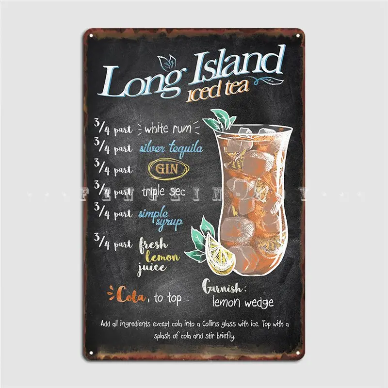 Long Island Iced Tea Metal Platform Poster Home Club Vintage Garage Decoration Tin Sign Poster