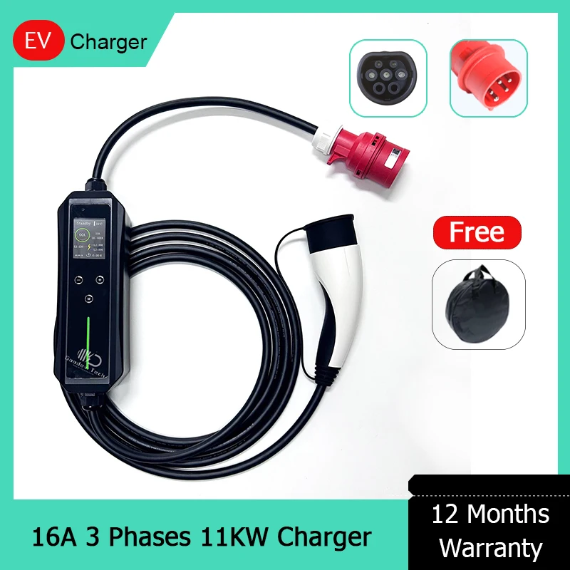 Home Wallbox Tesla Mobile Ac Ev Cavo Di Ricarica Rapido Portatile 11Kw 16A Fast 450V Ac Con Timer Schermo Da 2.4 Pollici Corrente Regolabile