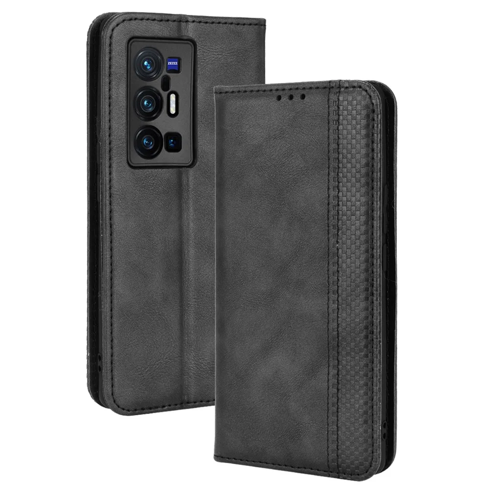 Per Vivo X70 / X70 Pro/ X70 Pro Plus Custodia Portafoglio Vintage Slim Magnetic Leather Flip Cover Card Holder Stand Soft Back Phone Bags