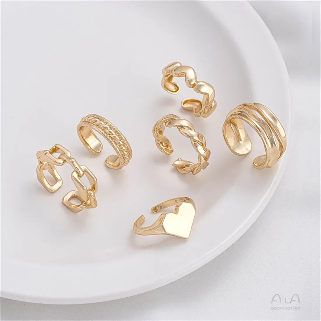 Anello D'Amore A Forma Di Cuore Avvolto In Oro 14K Avvolto In Oro 14K Anello In Oro Con Nicchia Di Lusso Semplice Retrò Europeo E Americano B714