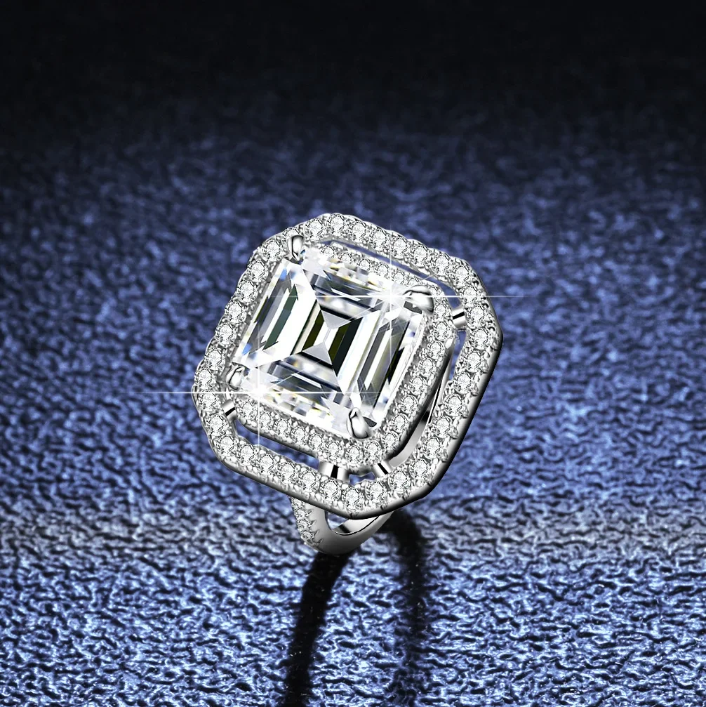Luxury Platinum Pt950 5Ct A Forma Di Zuma Yellow Diamond Pagoda Square Moissanite Diamond Ring Per Le Donne Regalo Di Fidanzamento Di Nozze