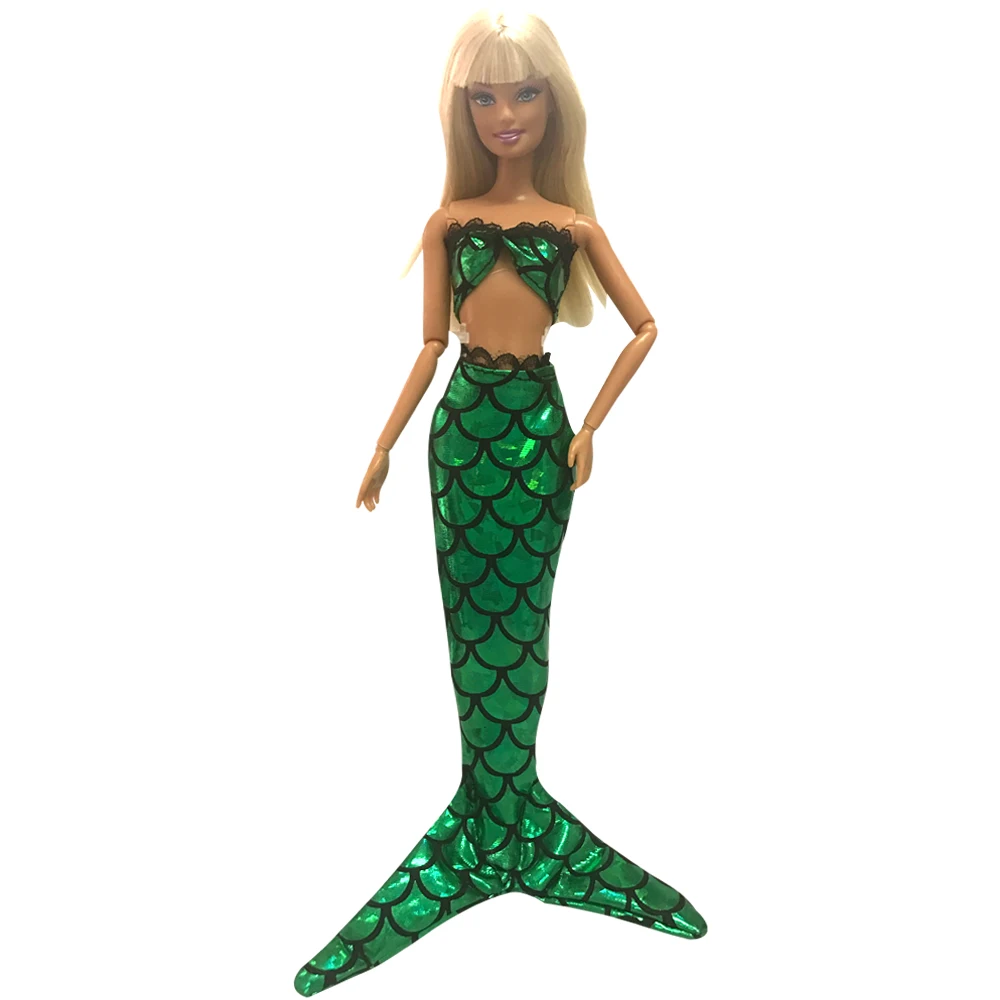 Nk One Set Princess Doll Green Dress Simile Fiaba Sirena Tail Dress Gown Party Outfit Per Barbie Doll Best Girls' Gift 1B
