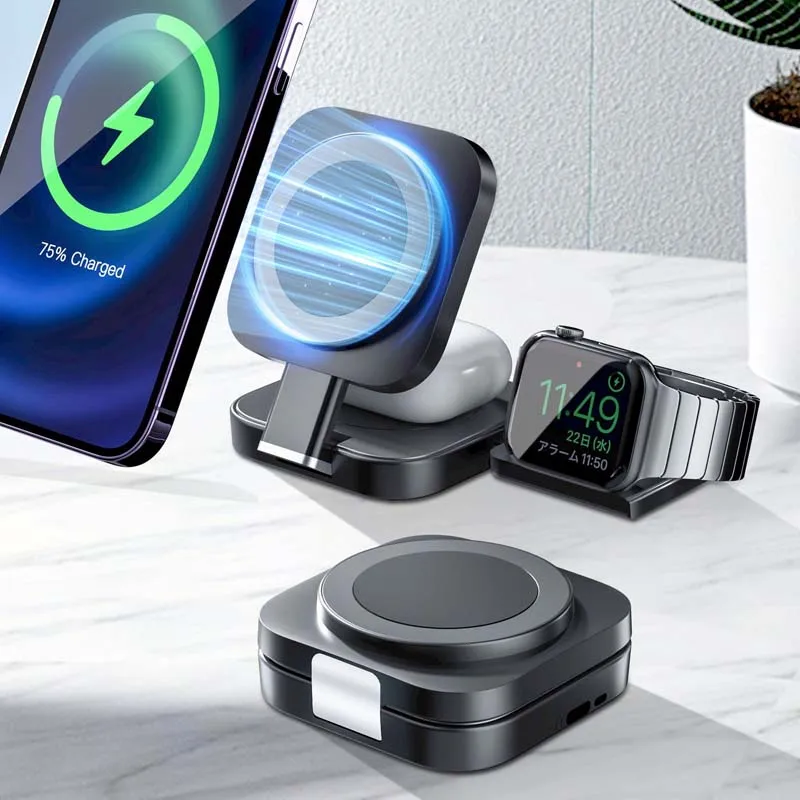 Dock Di Ricarica Wireless Pieghevole Per Magnsafe Per Iphone 12 13 14 15 Pro Max Caricatore Magnetico Per Apple Watch Airpods Pro Holder