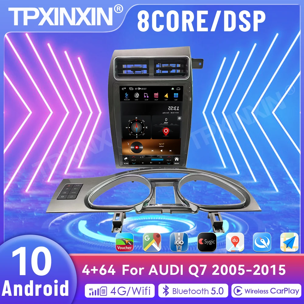 Per Audi Q7 2005-2015 Android 10.0 8Gb + 256Gb Tesla Style Car Multimedia Audio Radio Player Navigazione Gps Unità Principale Dsp Carplay