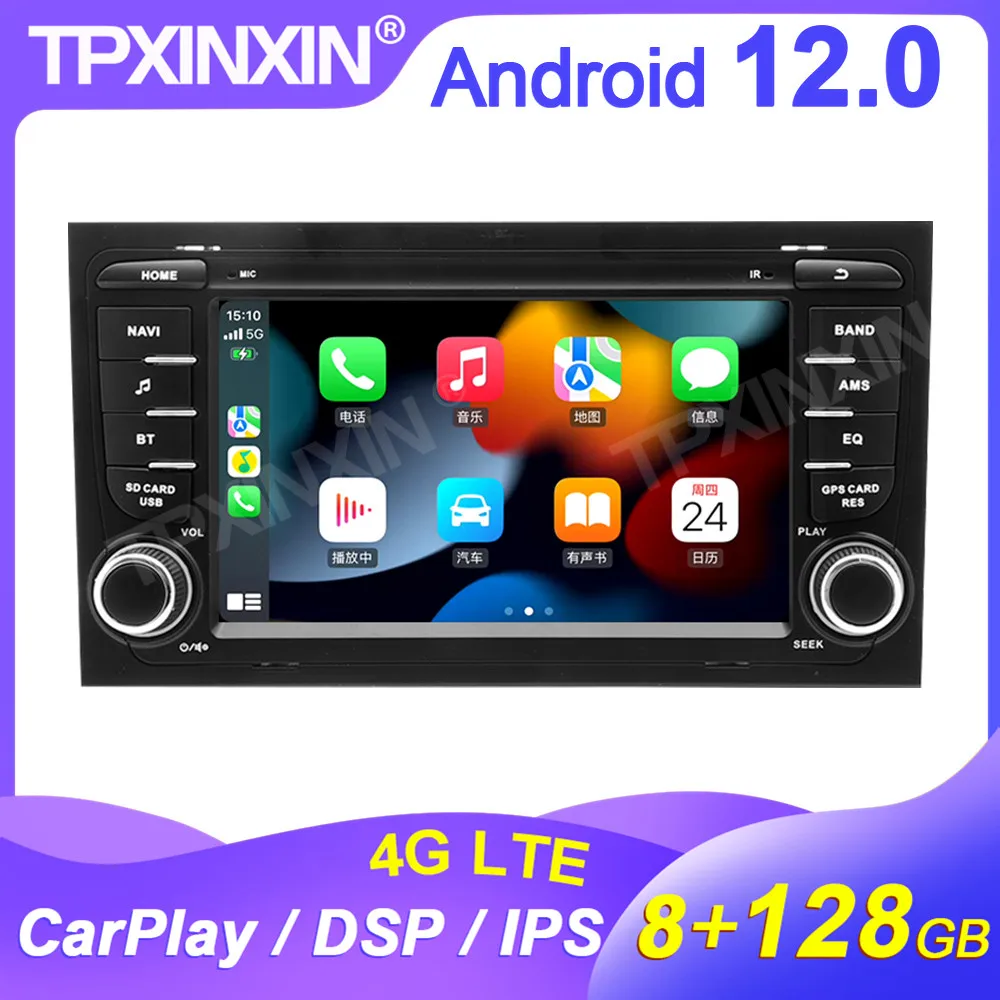 2 Din Autoradio Lettore Video Multimediale Per Audi A4 Bilaterale No Disc Car Gps Navi Stereo Rds Dsp Carplay Android12.0 8Gb + 128Gb