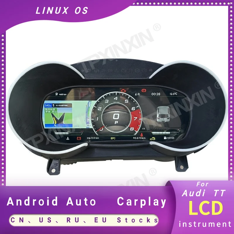 Cruscotto Cockpit Per Audi Tt Tts 2008-2014 Pannello Strumenti Lcd Digitale 10.3 "Schermo Hd Carplay Gps Navi Tachimetro Contachilometri