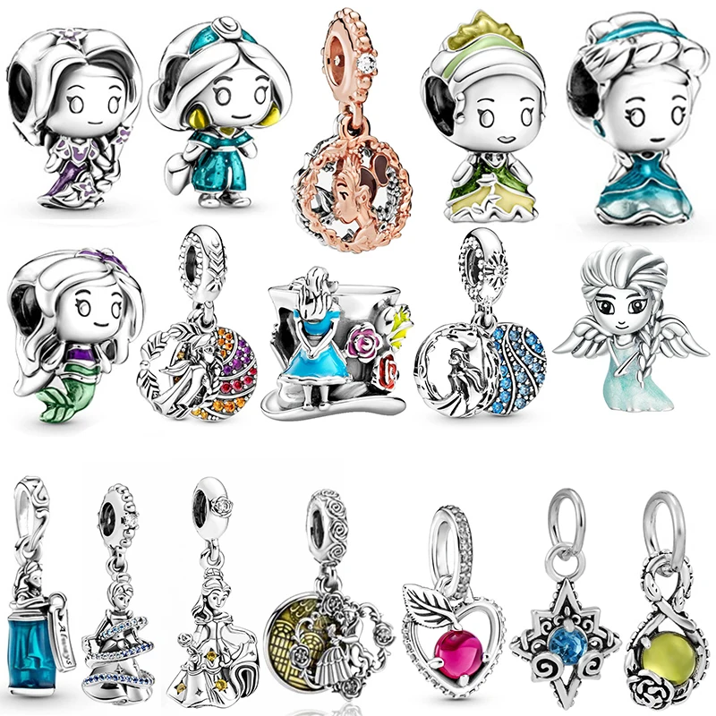 Disney Beauty And The Beast Cenerentola Beads For Jewelry Making Fit Pandora Ariel Tiana Belle Princess Charms Bracciale Donna Fai Da Te