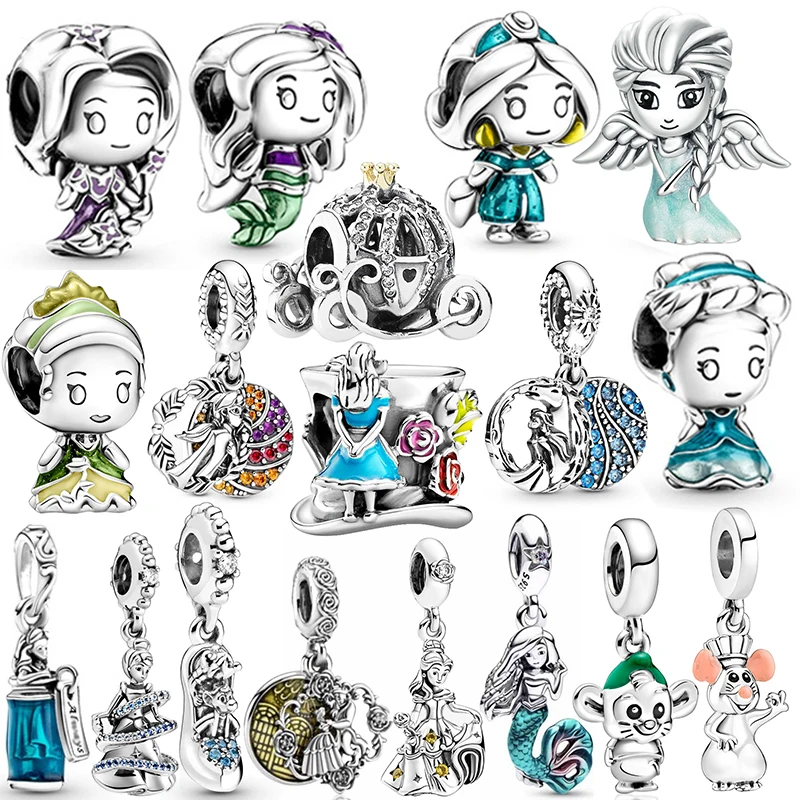 Fit Pandora Beauty And The Beast Charm Cenerentola Per La Creazione Di Gioielli Disney Ariel Tiana Belle Princess Beads Bracciale Donna Fai Da Te