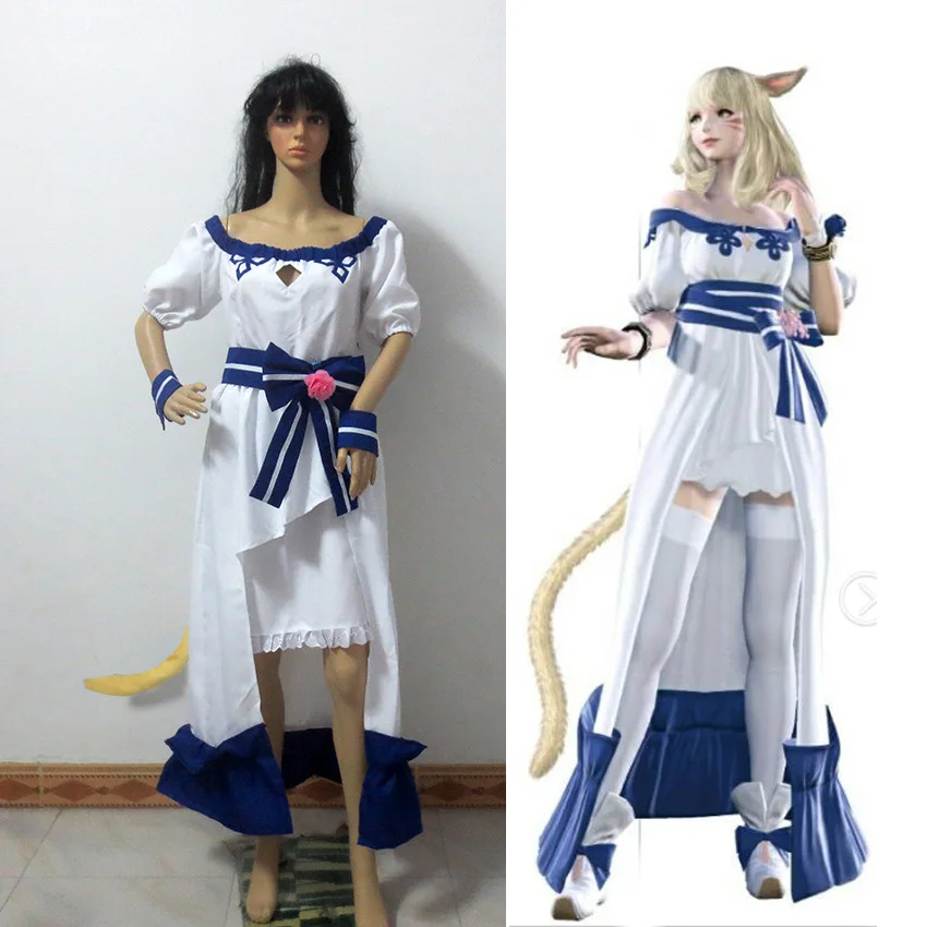 Final Fantasy Xv Miqo'Te Gioco Anime Fashion Lolita Full Dress Hallowmas Cosplay Costume