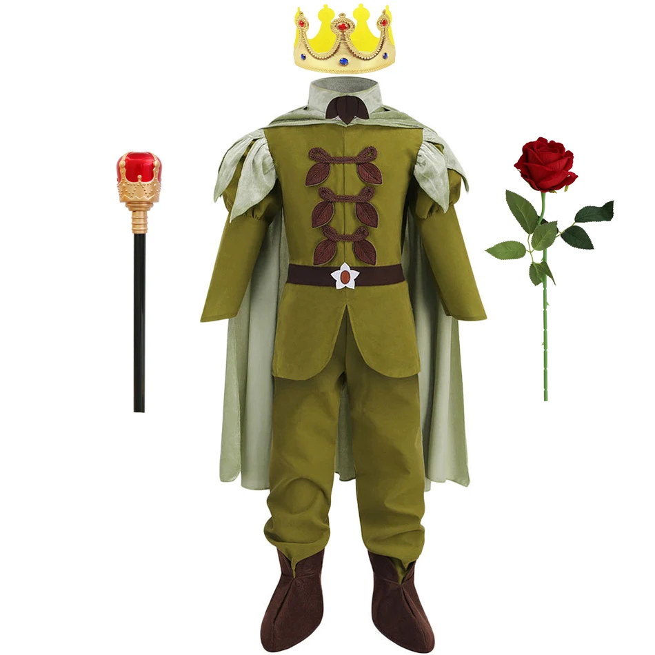 The Prince Frog Boy Costume Carnival Cosplay Baby Party Flower Abbigliamento Halloween Frog Tiana Naveen Prince Costumes Fairy Wings