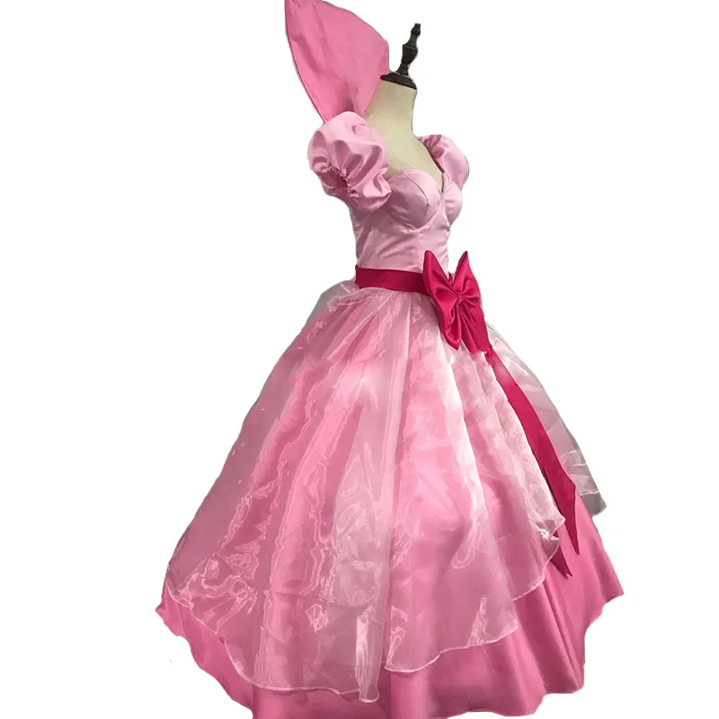 Cartoon Frog Princess Charlotte Costume Cosplay Donne Adulte Abito Rosa Halloween Christmas Party Dress