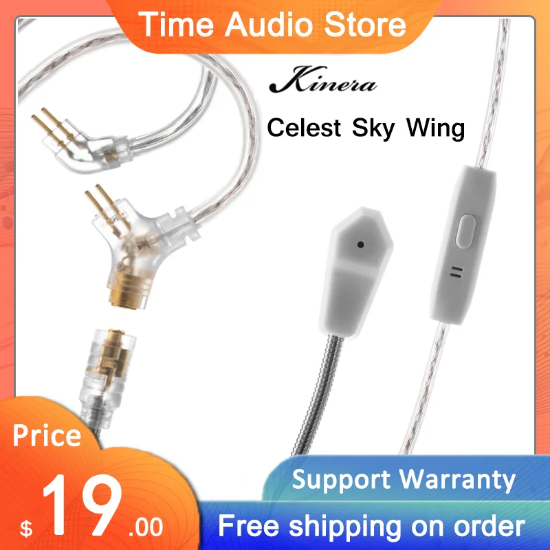 Kinera Celest Sky Wing Cavo Di Aggiornamento Per Auricolari Microfono Super-Cardioide 2Pin 0.78 Iems Gaming Cuffie Per Chiamate In Streaming Live