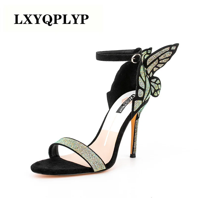 2023 Women'S Summer Fashion Butterfly Wing Buckle Sandals Nightclub Stage Performance Shoes Banquet Diamond Wedding Shoes