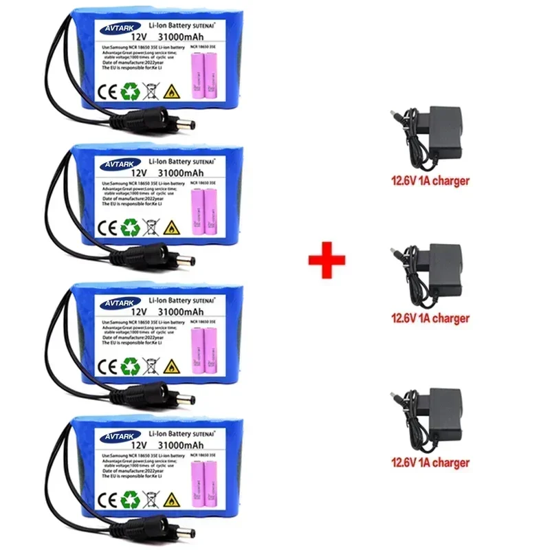 Nuova Batteria Portatile Super 12V 31000Mah Batteria Ricaricabile Agli Ioni Di Litio Capacità Dc 12.6V 30Ah Cctv Cam Monitor + Carica