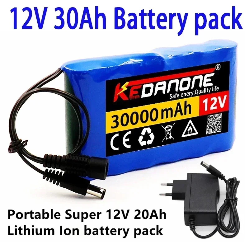 Nuova Batteria Portatile Super 12V 30000Mah Batteria Ricaricabile Agli Ioni Di Litio Capacità Dc 12.6V 30Ah Cctv Cam Monitor + Caricabatterie