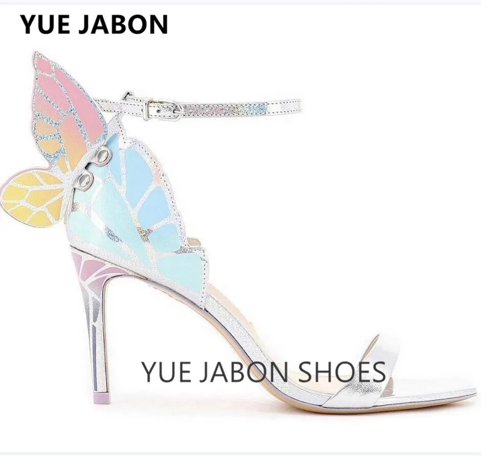 Evangeline Angel Wing Shoes Décolleté Da Sposa In Vera Pelle Con Cinturino Alla Caviglia Scarpe Glitterate Donna 3D Farfalla Tacchi Alti Scarpe Taglia