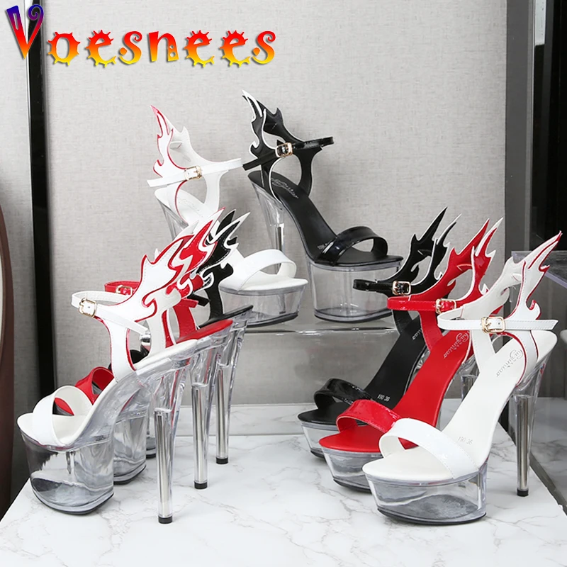 Scarpe Da Ragazza Per Party Club Sandali Per Scarpe Trasparente Flame Wing Tacchi Super Alti E Sottili Scarpe Da Pole Dance Sexy Stripper Fetish Shoes