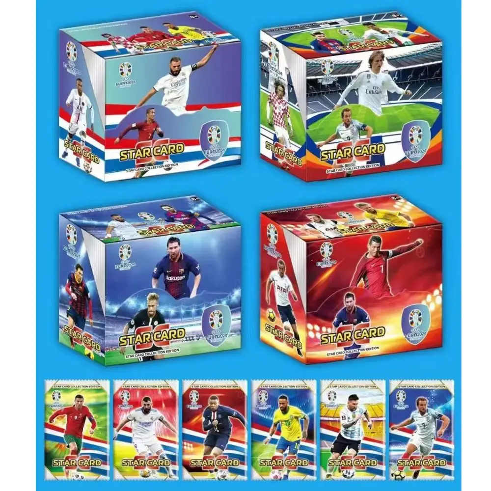 2024 Football Card Stars World European Cup C Ronaldo, Mar Messi, Stars Flash Card Collection 288 Pezzi