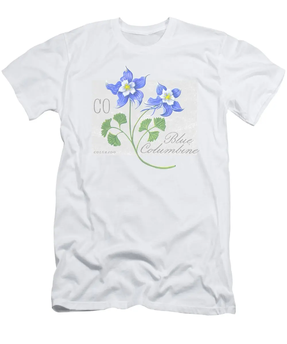 Colorado State Flower Blue Columbine Art By Jen Bell T-Shirt