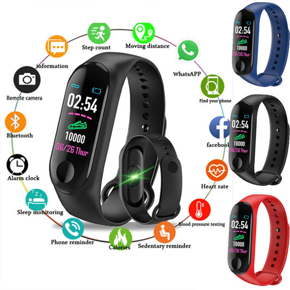 Impermeabile M3 Smart Watch Sport Smart Band Blood Pressure Monitor Smart Wristband Smartwatch Bracciale M3 Wristband Per Uomo Donna