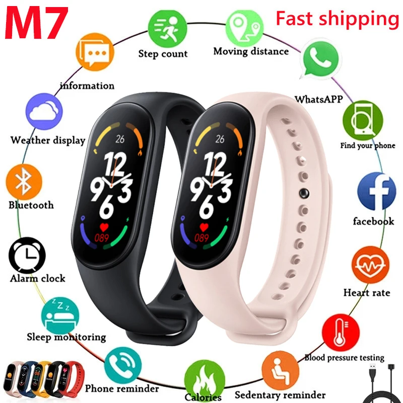 M7 Smart Bracciale Ip67 Impermeabile Smart Watch Men Fitness Blood Pressure Cardiofrequenzimetro Braccialetto Intelligente Donna Smart Band Gift
